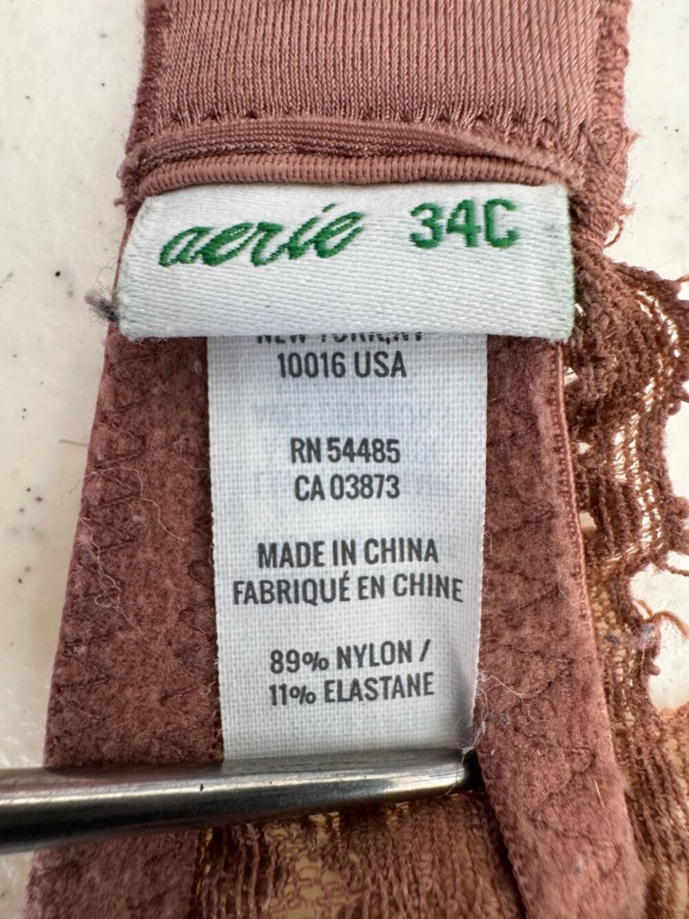 Aerie Lace Push-Up Bra Brown Size 34C Adjustable Straps Nylon Blend Underwire - Picture 3 of 3